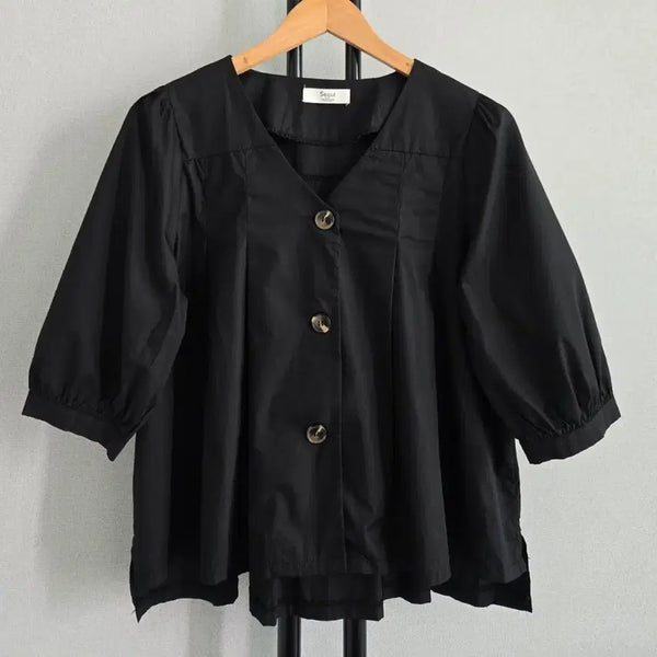 [BUNJANG] Seoul Brand Black Puff Sleeve Blouse / seoul 브랜드 검정색 퍼프 소매 블라우스