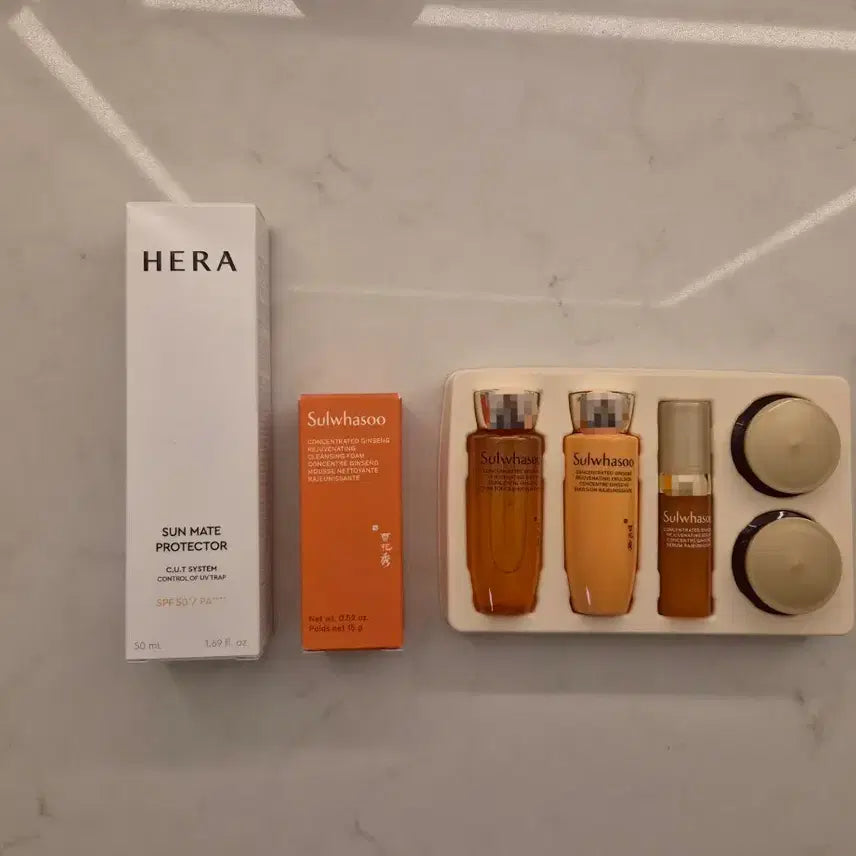 [BUNJANG] Hera Sun Mate Protector & Sulwhasoo Concentrated Ginseng Renewing Kit & Cleansing Foam Set / 헤라 선메이트 프로텍터 & 설화수 자음생 키트,클렌징폼
