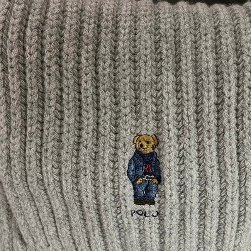 [BUNJANG] Polo Ralph Lauren Bear Cable Knit Scarf Grey / [정품!] 폴로 랄프로렌 곰돌이 꽈배기 목도리 목도리 스카프 그레이