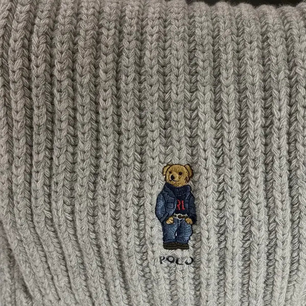 [BUNJANG] Polo Ralph Lauren Bear Cable Knit Scarf Grey / [정품!] 폴로 랄프로렌 곰돌이 꽈배기 목도리 목도리 스카프 그레이