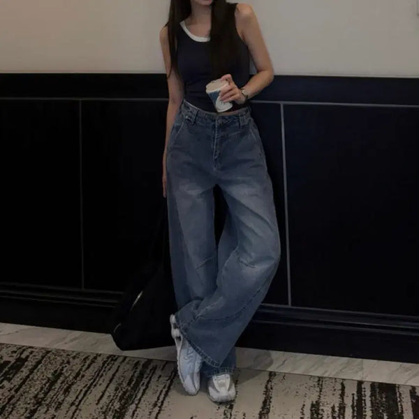 [BUNJANG] LOEN Recurved Wide Denim Pants (Medium Blue Wash) / 로엔 리커브드 와이드 데님 팬츠 M 중청