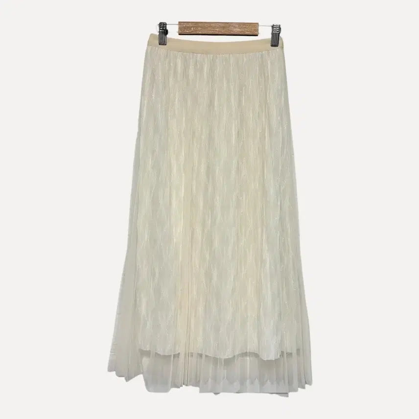 [BUNJANG] Ivory Pleated Sheer Long Skirt / 1809 아이보리 플리츠 샤 롱스커트