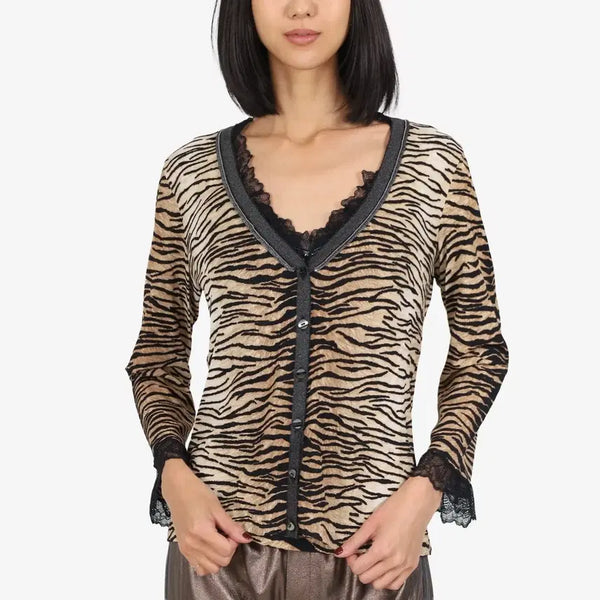 [BUNJANG] Escada Leopard Lace Cardigan and Camisole Set / 에스까다 호피 레이스 가디건 슬립 세트