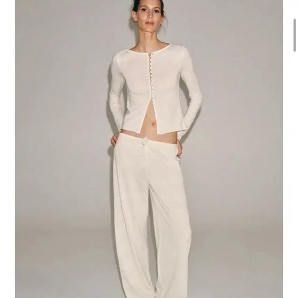 [BUNJANG] ZARA Rust Button T-Shirt Ivory / 새상품 / 자라 러스트 버튼 티셔츠 아이보리