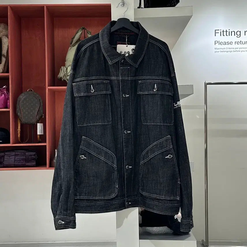 [BUNJANG] Fubu Oversized Vintage Stitch Denim Jacket / 후부 오버핏 빈티지 스티치 데님 자켓