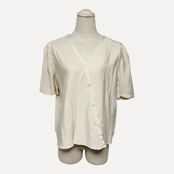 [BUNJANG] Cream Ivory Puff Sleeve Blouse / 1816 크림색 아이보리 퍼프 블라우스