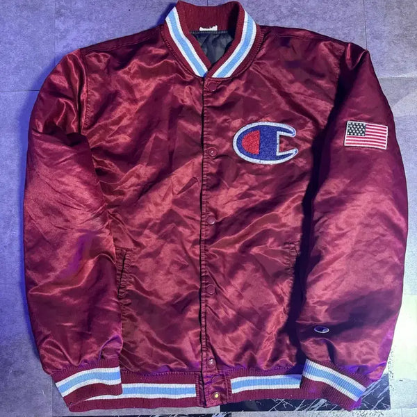 [BUNJANG] Champion Varsity Jacket Burgundy / L 챔피온 성조기 바시티 자켓 버건디