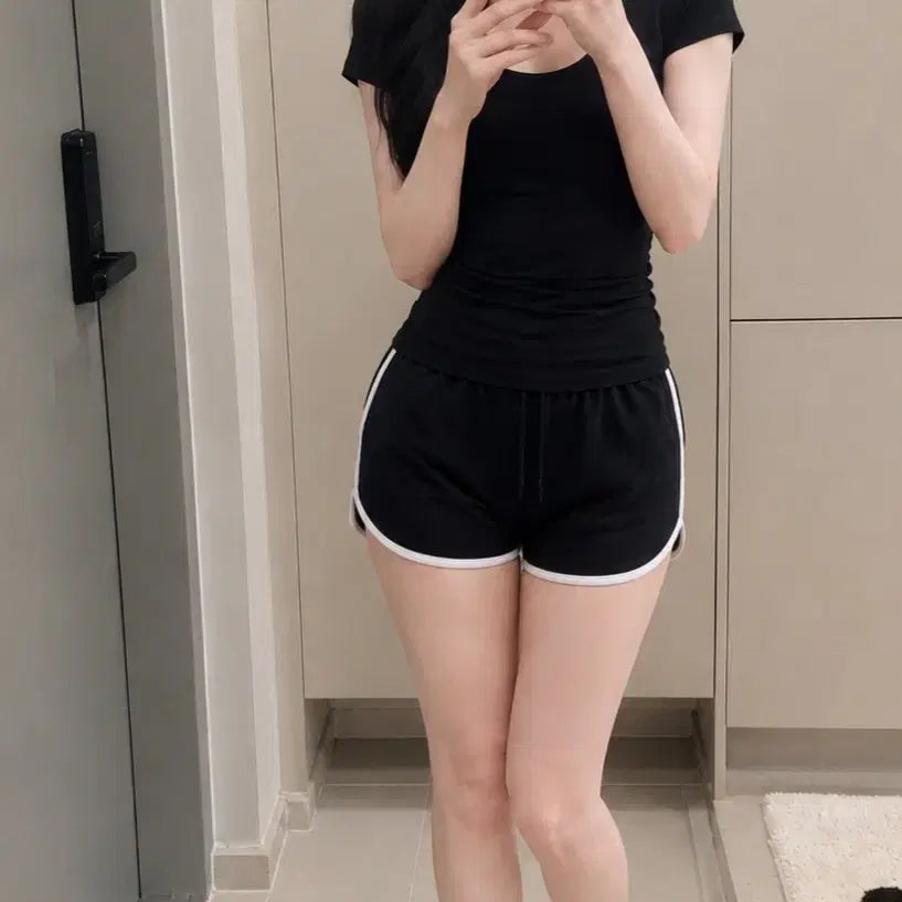 [BUNJANG] Dolphin Pants - Black & White Contrast / 블랙 화이트 배색 중고 돌핀팬츠