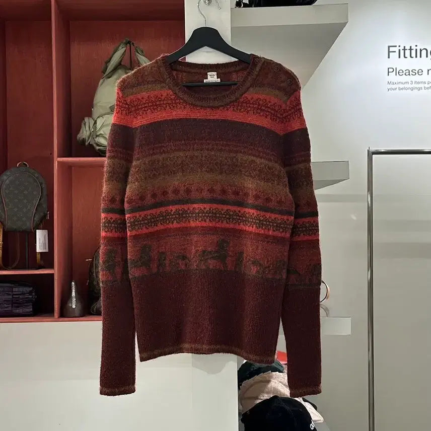 [BUNJANG] Hermès Red-Brown Horse Pattern Pullover Knit / 에르메스 레드브라운 홀스 패턴 풀오버 니트