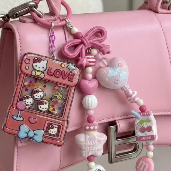 [BUNJANG] Sanrio Hello Kitty Handmade Beaded Strap Keychain / 새제품 산리오 헬로키티 스트랩 키링