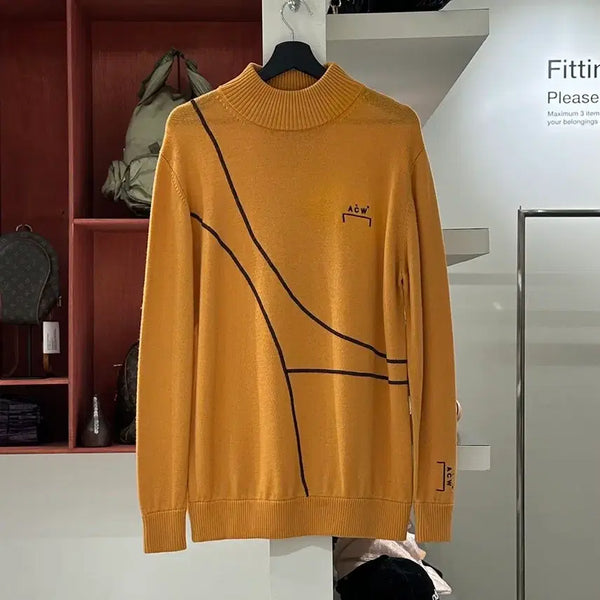 [BUNJANG] A Cold Wall Yellow Line Point Turtleneck Knit L / 어콜드월 옐로우 라인 포인트 터틀넥 니트