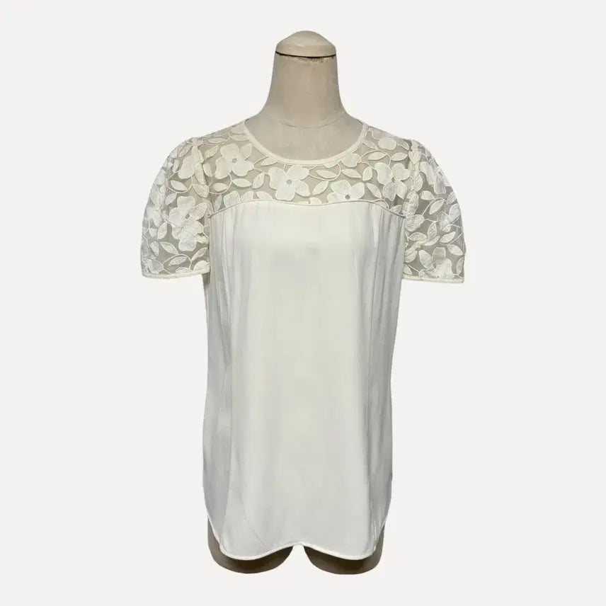 [BUNJANG] Roem Ivory Lace Puff Blouse / 1823 로엠 아이보리 레이스 퍼프 블라우스