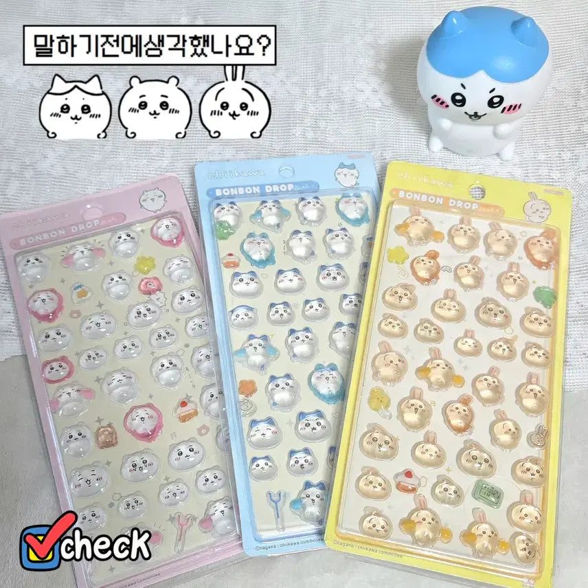 [BUNJANG] Chikawa Usagi Hachiware Sticker Set (BonBon Drop Seal) / 먼작귀 스티커 세트 봉봉 드롭씰 치이카와 우사기 하치와레