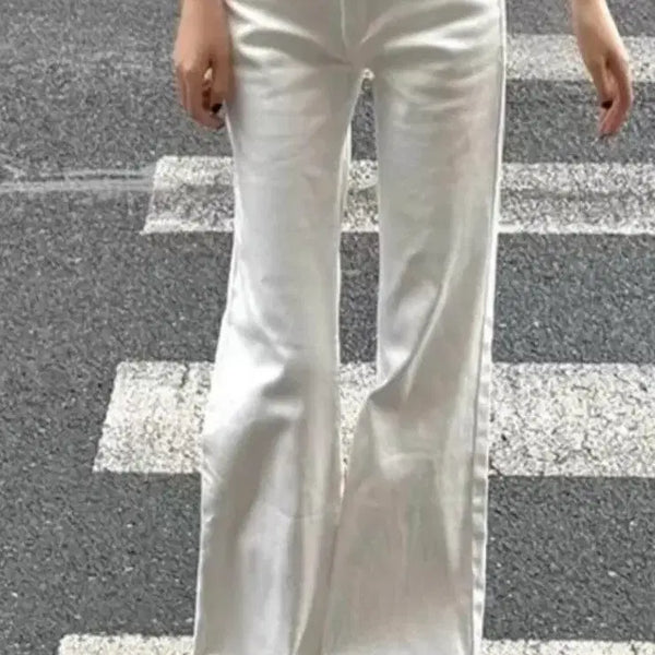 [BUNJANG] Semi Low-Rise Pants (Black/White) / 블랙/화이트 세미로우라이즈