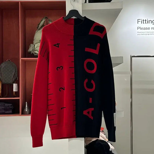 [BUNJANG] AColdWall Black Red Striped Turtle Neck Knit Sweater L / 어콜드월 블랙 레드 눈금 포인트 터틀넥 니트