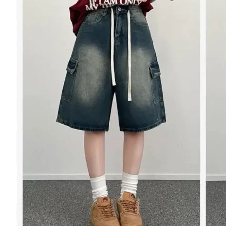 [BUNJANG] Washed Cargo Denim Shorts / 카고 데님 반바지 워싱
