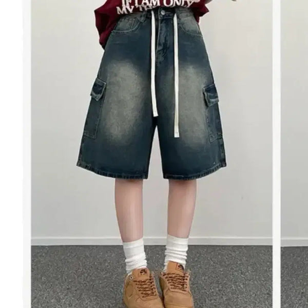 [BUNJANG] Washed Cargo Denim Shorts / 카고 데님 반바지 워싱