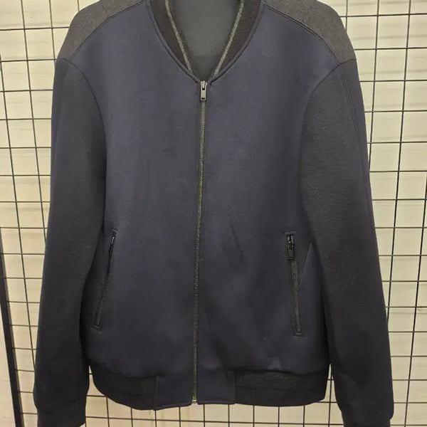 [BUNJANG] Solid Homme Color Block Bomber Jacket / 쏠리드옴므 네이비 그레이 배색 봄버 자켓