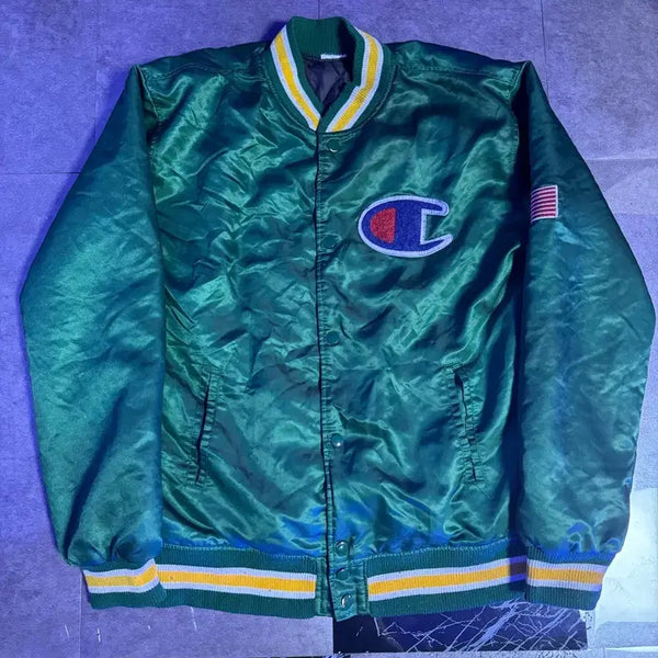 [BUNJANG] Champion "Stars and Stripes" Varsity Jacket Green / L 챔피온 성조기 바시티 자켓 그린