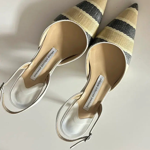 [BUNJANG] MaiAiko Striped Handmade Mule Shoes - Size 37 / 마이아이코 스트라이프수제화뮬 한번신음37사이즈