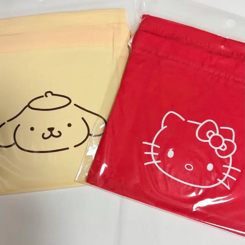 [BUNJANG] Sanrio Puroland Drawstring Pouch Kitty Pom Pom Purin / 산리오 퓨로랜드 복조리 파우치 키티 폼푸