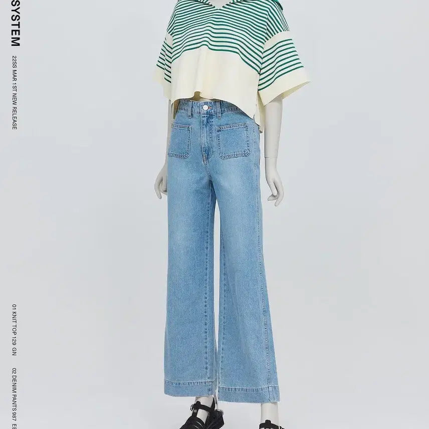[BUNJANG] System Sailor Collar Stripe Knit (F) / 시스템 SYSTEM 22 세일러 카라 스트라이프 니트 (F)