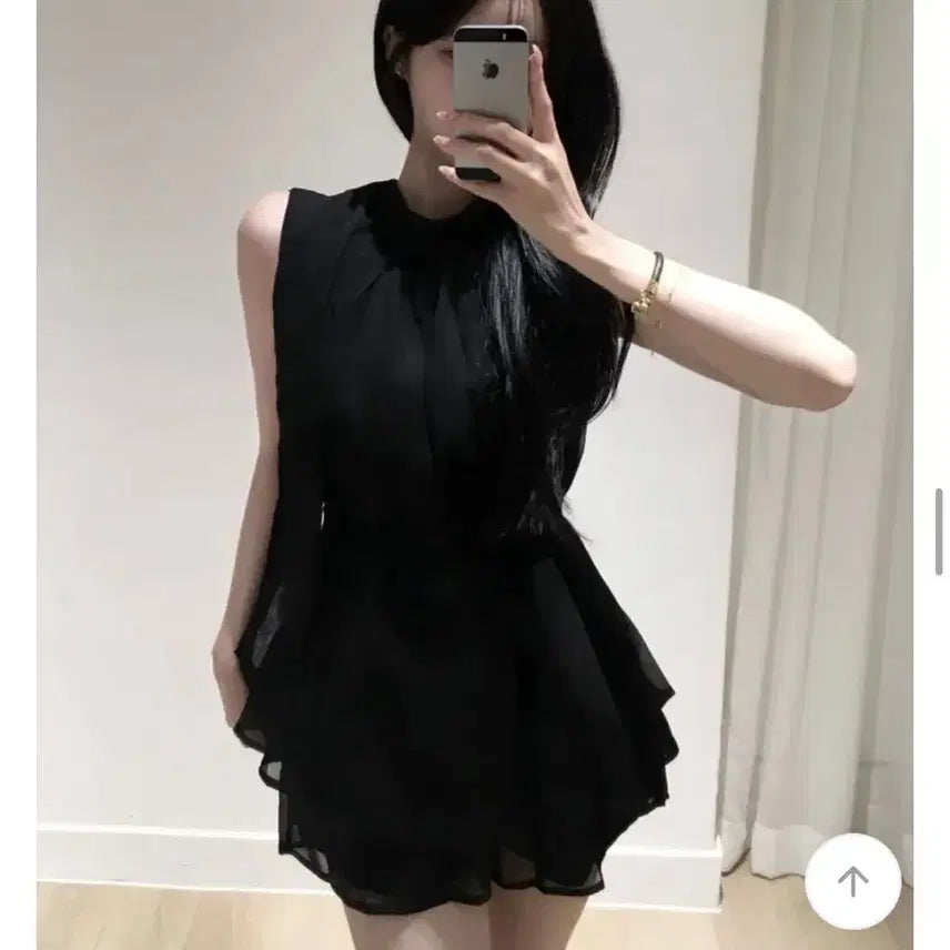 [BUNJANG] 3-Piece Chiffon Tie Sleeveless Shorts Set / 실착1회/3피스/쉬폰 타이 민소매 반바지 세트