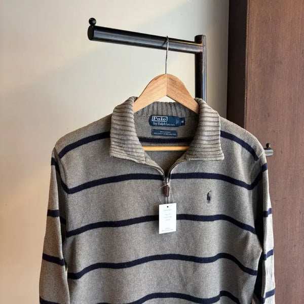 [BUNJANG] Polo Ralph Lauren Striped Half-Zip Knit Sweater M / 17829 - 폴로 랄프로렌 스트라이프 반집업 니트