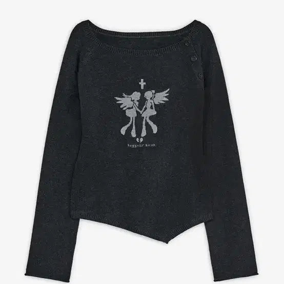 [BUNJANG] Hug Your Skin Polun Angel Button Knit Top / 허그유어스킨 폴런 엔젤 버튼 니트 탑