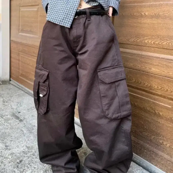 [BUNJANG] OOT Wide Cargo Pants Brown Unisex / oot 와이드 카고 팬츠 s