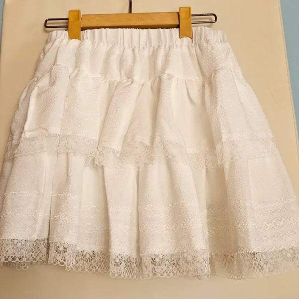 [BUNJANG] White Ruffle Lace Mini Skirt / 화이트 미니스커트