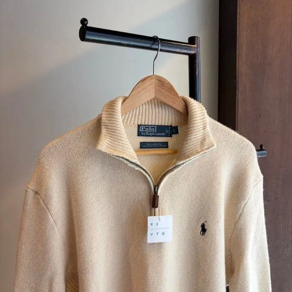 [BUNJANG] Polo Ralph Lauren Ivory Half-Zip Knit (100% Lambswool) / 17832 - 폴로 랄프로렌 아이보리 반집업 울 니트 (램스 울 100%)