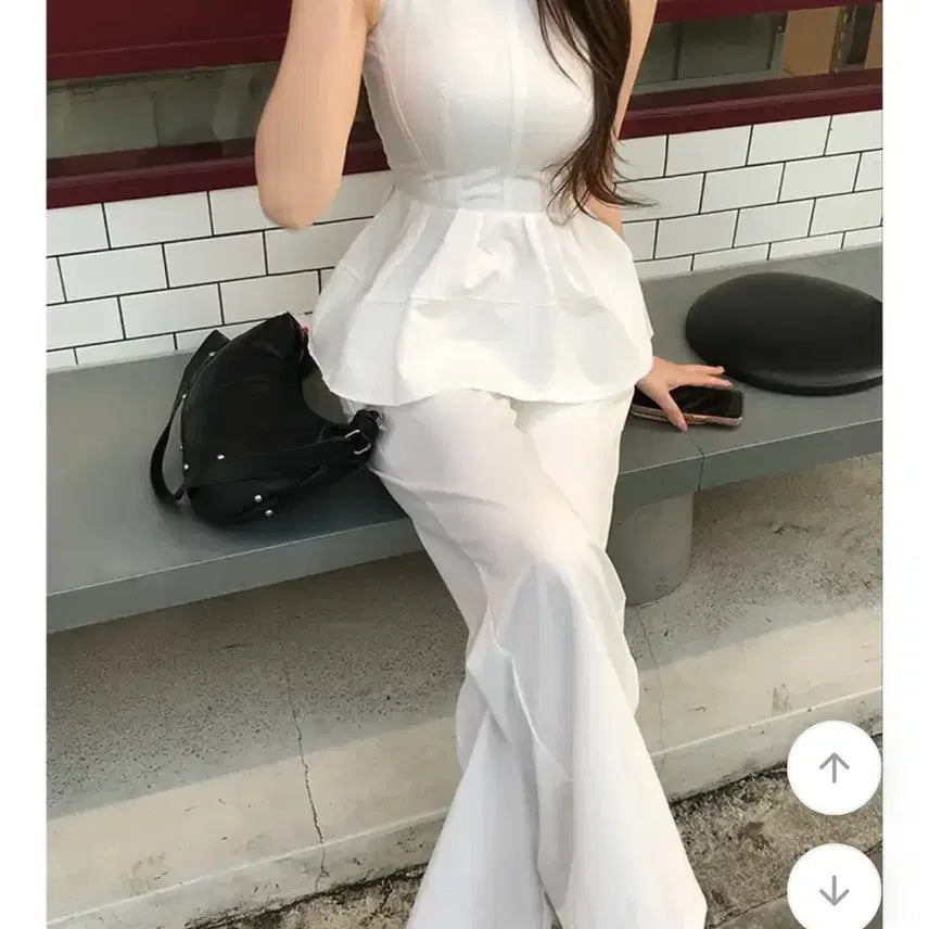 [BUNJANG] Peplum Sleeveless Pants Set / 새상품페플럼 나시 팬츠 셋업
