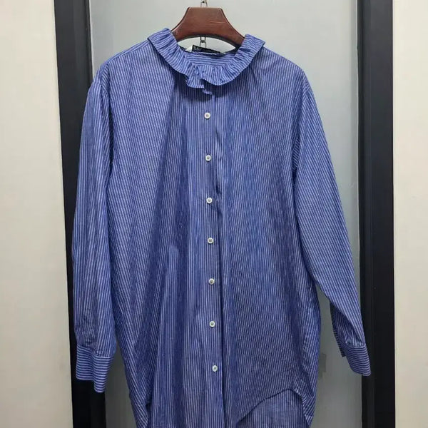 [BUNJANG] Zara Frill Neck Oversized Long Blouse XS / 자라 프릴넥 오버핏 롱블라우스 xs