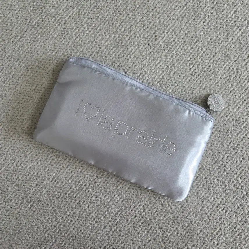 [BUNJANG] La Prairie Silver Satin Pouch / 라프레리 로고 은색 파우치