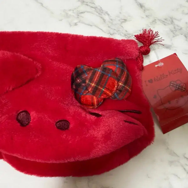 [BUNJANG] Sanrio Hello Kitty Face Drawstring Pouch Red / 산리오 헬로키티 페이스 조리개 파우치 레드 색상 판매