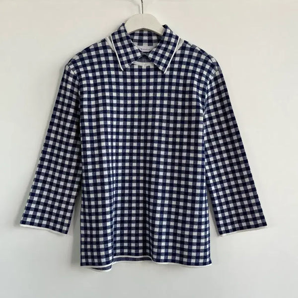 [BUNJANG] S SOLEZIA Check Collar Knit Cardigan / 'S SOLEZIA 체크 카라 니트