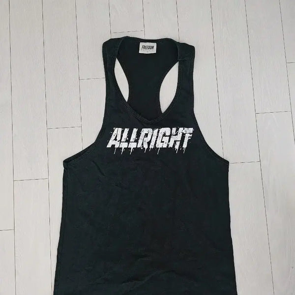 [BUNJANG] Freedom Allright Tank Tops - Black / 프리덤 ALLRIGHT 나시 모음 검정
