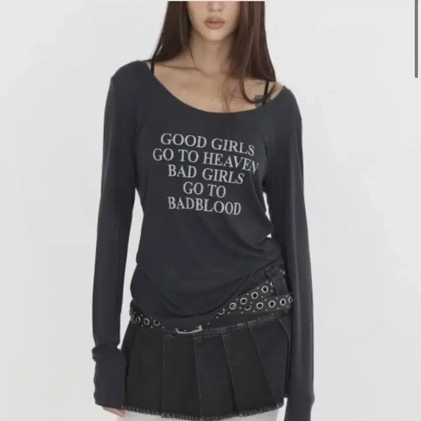 [BUNJANG] BADBLOOD Lettering Long Sleeve Charcoal / BADBLOOD 레터링 롱슬리브 차콩