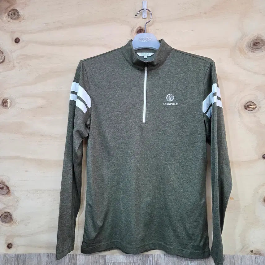 [BUNJANG] Beanpole Half-Zip Long Sleeve T-shirt Khaki Size 100 / 1334) 빈폴 반집업 긴팔티