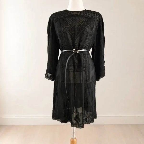 [BUNJANG] Wilfred Black See-through Embroidered Dress / 윌프레드(Wilfred) 블랙 시스루 자수 원피스