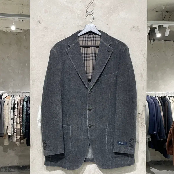 [BUNJANG] Burberry Charcoal Herringbone Wool 3-Button Blazer Size 52 / 버버리 차콜 헤링본 울 3B 블레이저