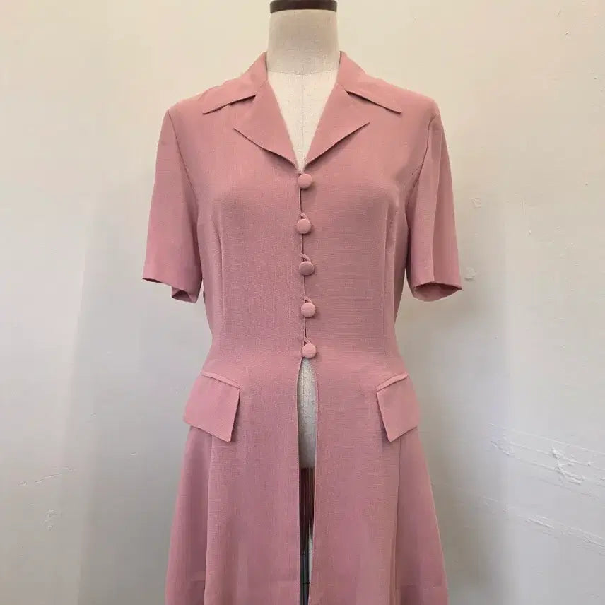 [BUNJANG] Downtone Pink Long Short-Sleeve Jacket / 톤다운 핑크 롱 반팔 자켓