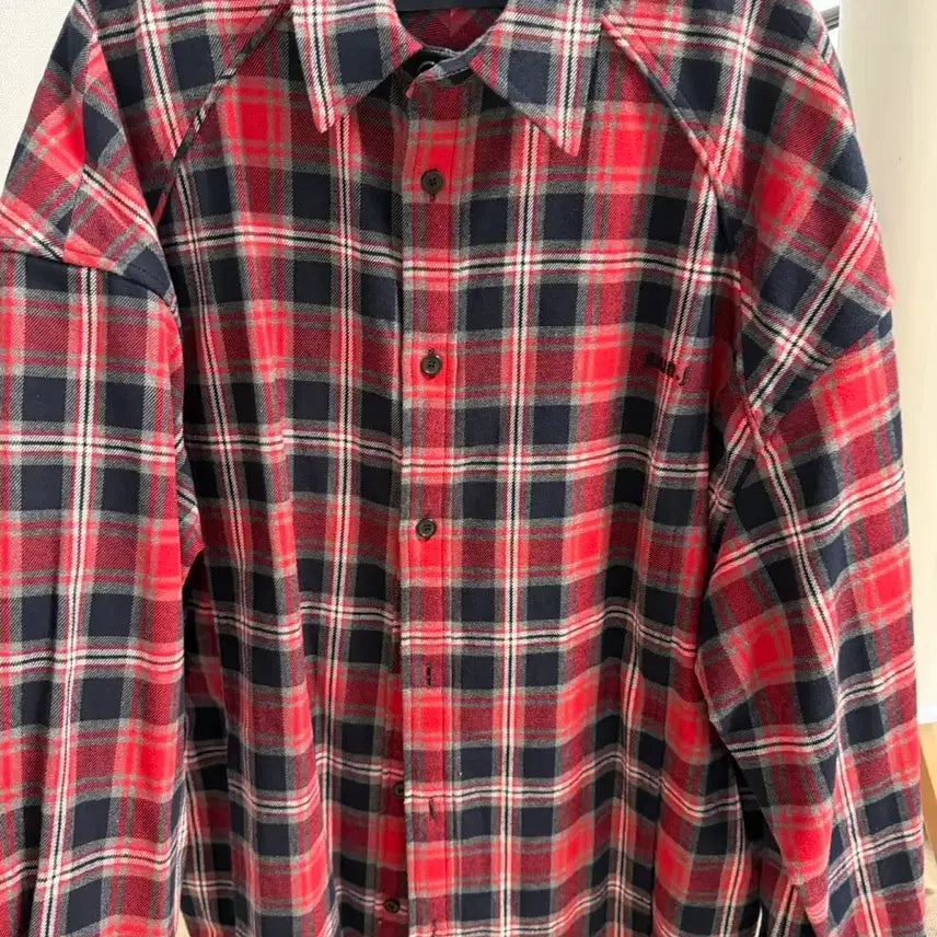 [BUNJANG] Juun.J Oversized Red Check Shirt / 준지 오버핏 레드 체크 셔츠 46