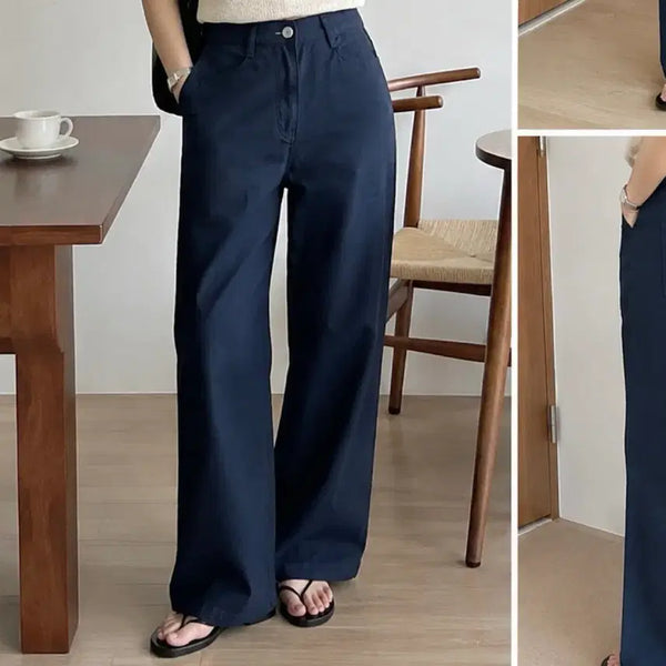 [BUNJANG] Navy Wide Pants - Size L / 네이비 와이드 팬츠 바지 라지 L