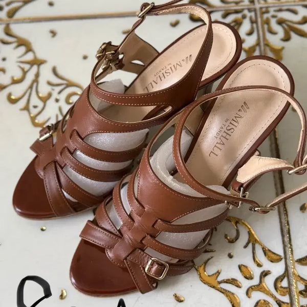 [BUNJANG] Michelle by Tandy Brown Strap Heels (8cm) / 미쉘 by 탠디 브라운 스트랩 힐 8cm