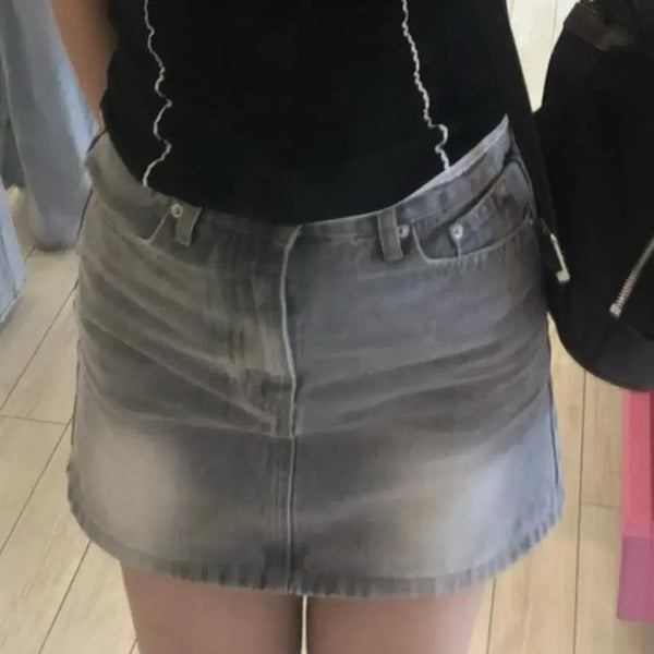 [BUNJANG] Y2K Grey Denim Mini Skirt / Y2K 그레이 데님 미니스커트