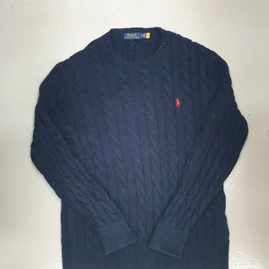 [BUNJANG] Polo Ralph Lauren Navy Cable Knit Sweater L / 폴로 랄프로렌 네이비 케이블 니트 L