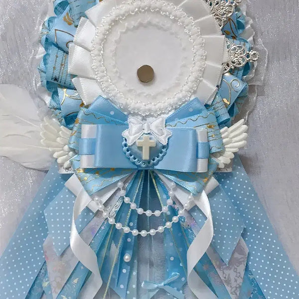 [BUNJANG] Sky Blue Rosette Charms for Itabag (50-58mm) / 50~58mm 화려한 하늘색 로제트 / 이타백 장식 / 이타백 꾸미기