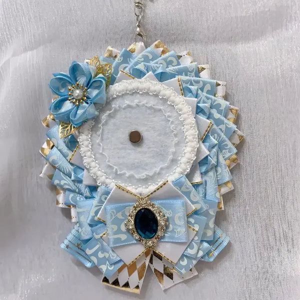 [BUNJANG] Rosette Badge Holder Sky Blue / 50~58mm 화려한 하늘색 로제트 / 이타백 장식 / 굿즈꾸미기